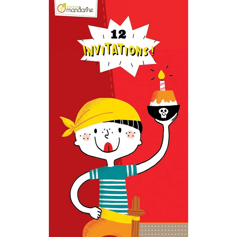 Cartes D Invitation Anniversaire X 12 Pirates Avenue Mandarine