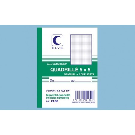 Carnet quadrillé 5x5 - A6 - 50 tripli Elve