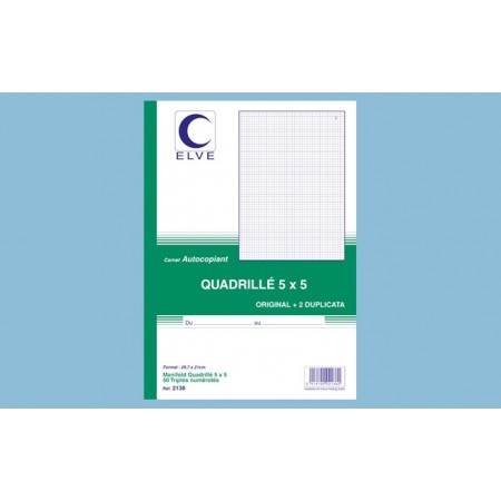 Carnet quadrillé 5x5 - A4 - 50 tripli Elve