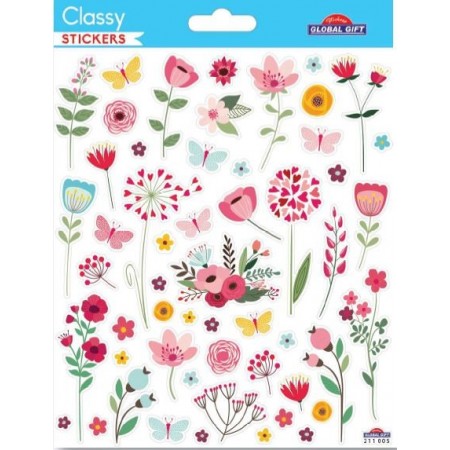 Papillons et fleurs brillants - Stickers Classy