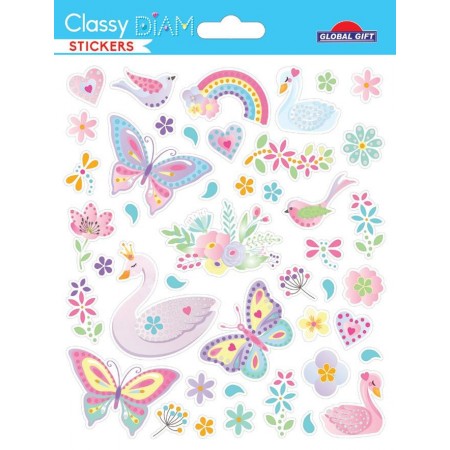 Papillons et cygnes strass - Stickers Classy