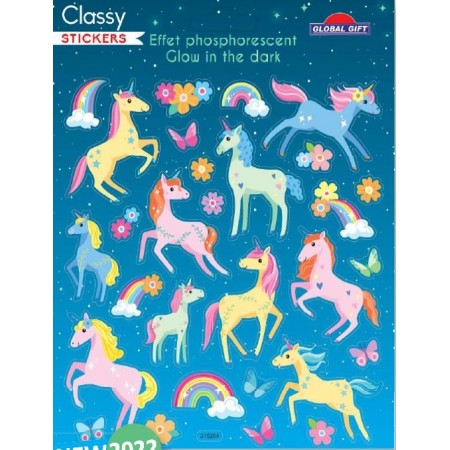 Licornes effet phosphorescent - STickers Classy