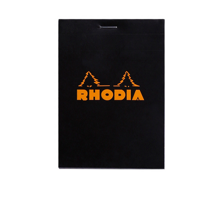 Bloc agrafé Rhodia N°12 8,5x12 cm 80 feuillets petits carreaux 5x5 80g - Noir