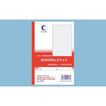 Carnet quadrillé 5x5 - A5 - 50 dupli Elve