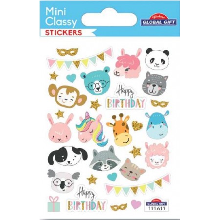 Anniversaire et animaux - Stickers Mini Classy