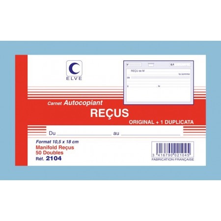 Carnet "Reçus sans TVA" - 105 x 180 - 50 dupli