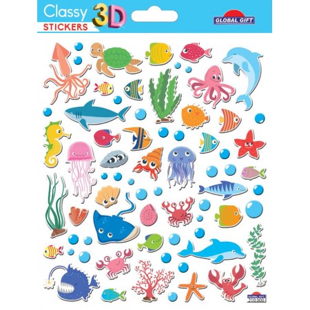 Animaux de la mer stickers 3D - paillettés - Stickers Classy