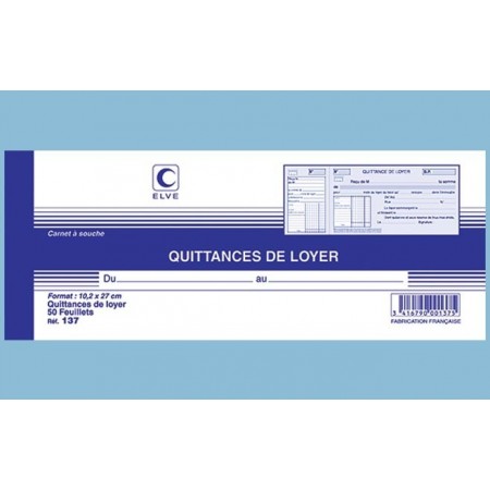 Carnet à souche "Quittances de loyer" - 102 x 270 Elve