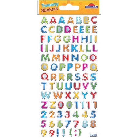 Chiffres et lettres en reliefs - Stickers Tweeny