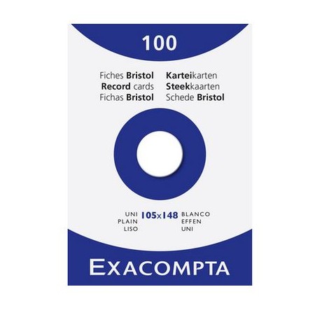 Étui de 100 fiches - bristol uni non perforé 105x148mm - Blanc