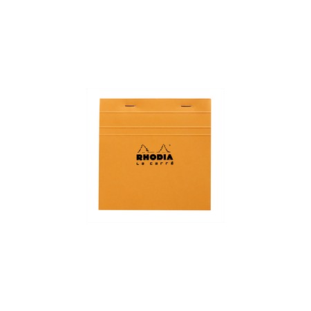 Bloc agrafé Rhodia Le Carré N°148 14,8x14,8 cm 80 feuillets petits carreaux 5x5 80g - Orange