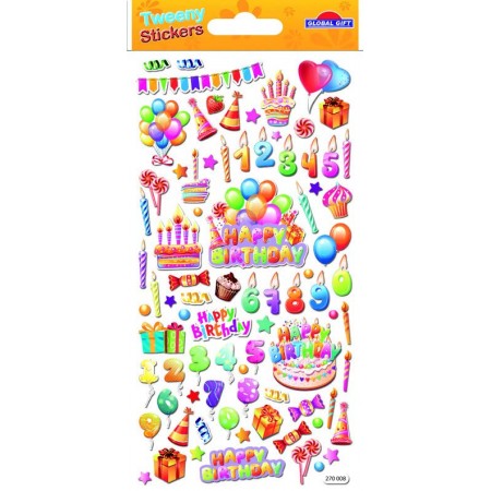 Happy birthday en relief - Stickers Tweeny