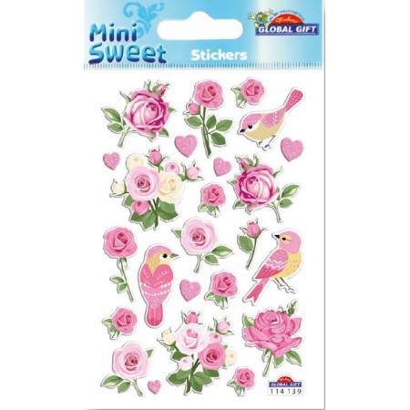 Roses et oiseaux - Stickers Mini Sweet