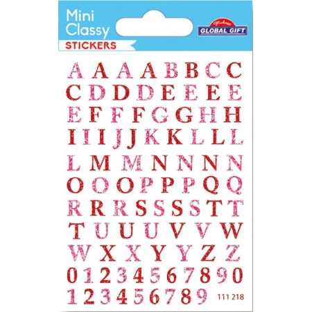 Chiffres et lettres rose à paillettes - Stickers Mini Classy