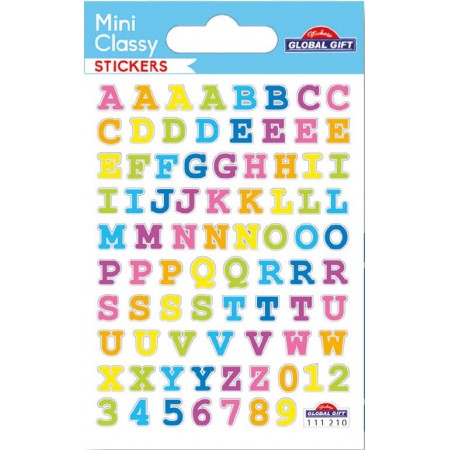 Chiffres et lettres couleurs arc en ciel - Stickers Mini Classy