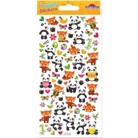 Panda roux & panda géant en relief - Stickers Tweeny - Global Gift