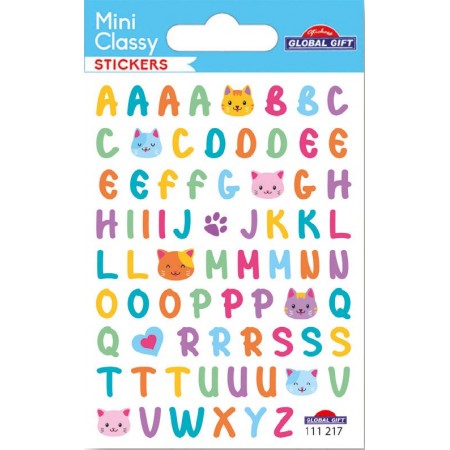 Lettres multicouleurs avec petit chat- Stickers Mini Classy