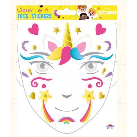 Autocollants pour visage théme licorne - Face Stickers Classy