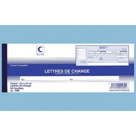 Carnet à souche "Lettres de change" Elve