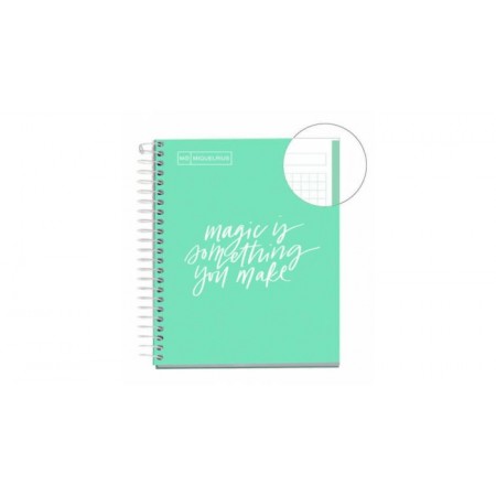 NoteBook A5 - MENTHE - Quadrillé - Miquelrius