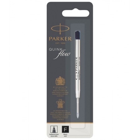 PARKER recharge bille Quinkflow, pointe fine, noire, blister X 1