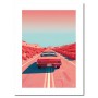 Poster road tripe pink  - 30 x 40 cm