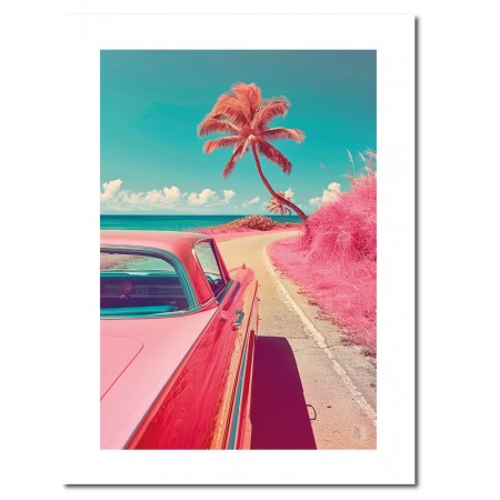 Poster road tripe pink 2   - 30 x 40 cm