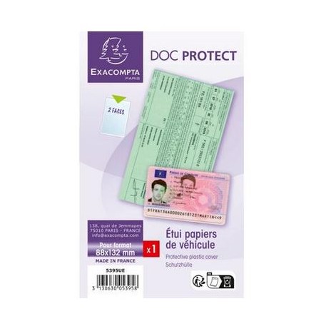 Etui de protection pour papiers voiture PVC lisse 20/100e - Cristal